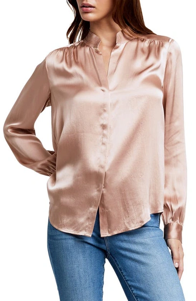 Shop L Agence Bianca Silk Satin Blouse In Dusty Pink