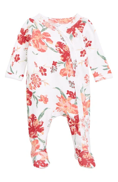 Shop Nordstrom Baby Print Footie In White- Pink Bold Floral