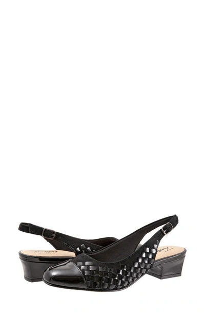 Trotters Women's Dea Woven Slingback Shoe Women's Shoes In Black Suede Patent