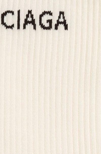 Shop Balenciaga Logo Crew Socks In White/ Black