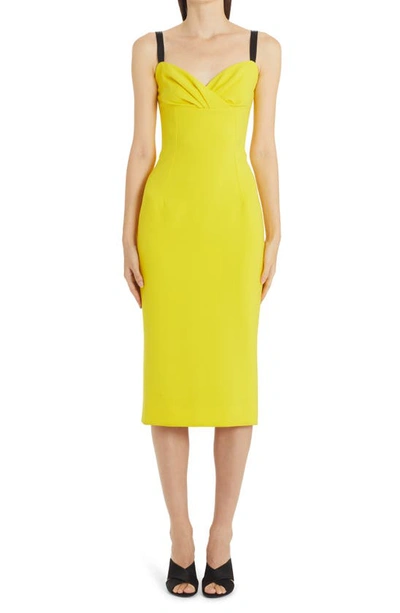 Shop Dolce & Gabbana Contrast Strap Cady Dress In A0177 Giallo Limone