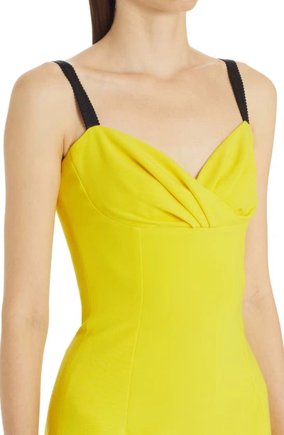 Shop Dolce & Gabbana Contrast Strap Cady Dress In A0177 Giallo Limone