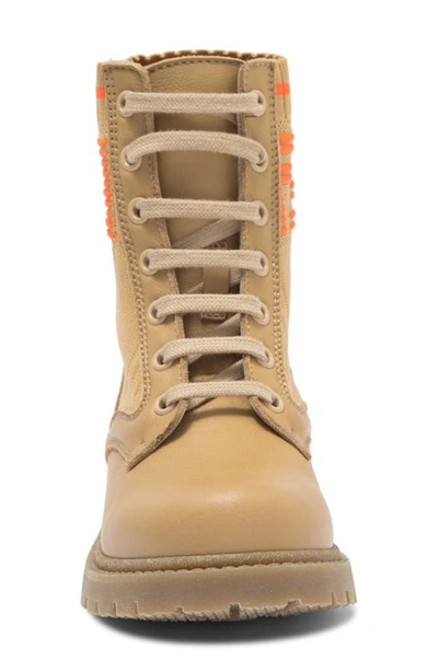 Shop Fendi Ff Logo Combat Boot In Almond