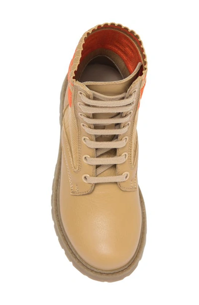 Shop Fendi Ff Logo Combat Boot In Almond