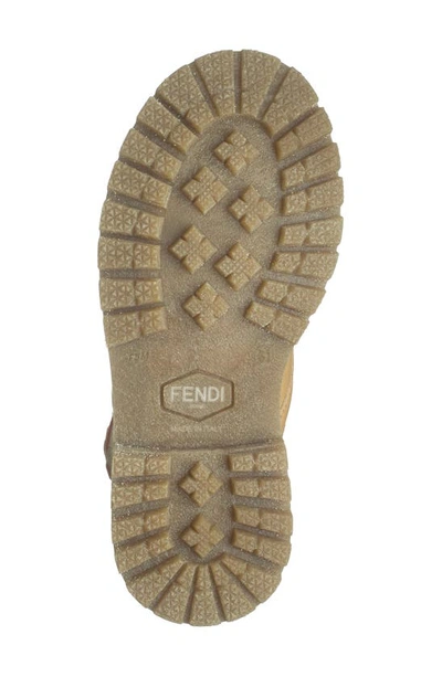 Shop Fendi Ff Logo Combat Boot In Almond