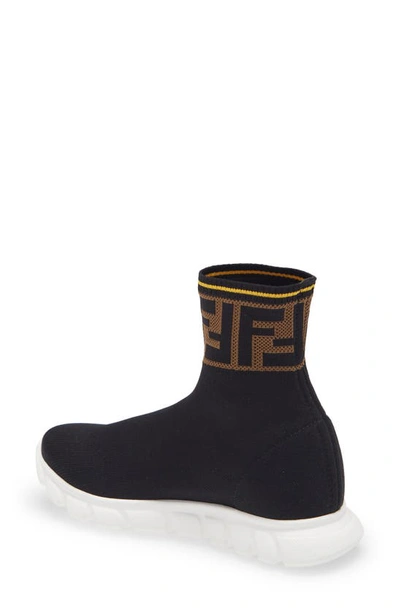 Shop Fendi Ff Sock Sneaker In F15gd Black