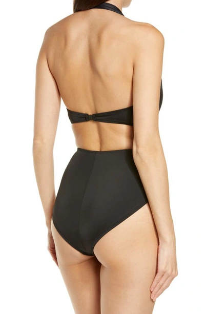 Shop Norma Kamali Halter One-piece Swimsuit In Black