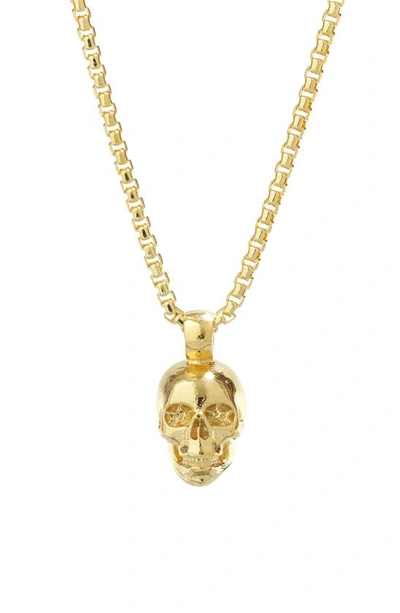 Shop Degs & Sal Skull Pendant Necklace In Metallic Gold