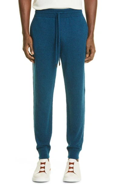 Shop Zegna Premium Cashmere Joggers In Blue