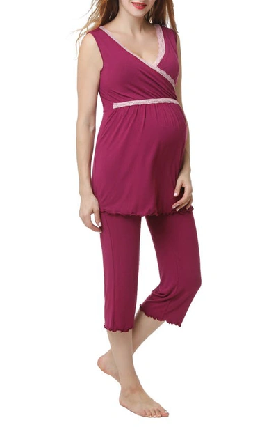 Shop Kimi And Kai Penny Nursing/maternity Pajamas In Deep Berry