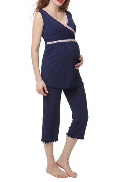 Shop Kimi And Kai Penny Nursing/maternity Pajamas In Navy