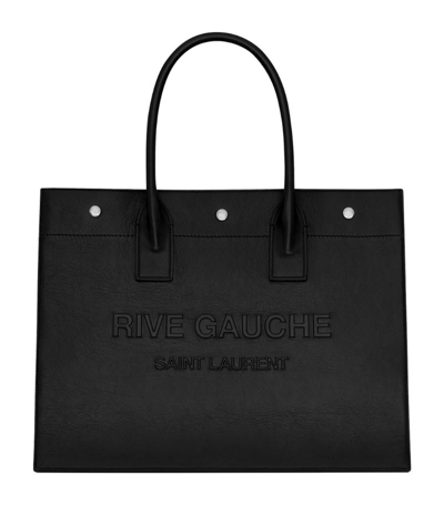 Shop Saint Laurent Small Rive Gauche Tote Bag In Black