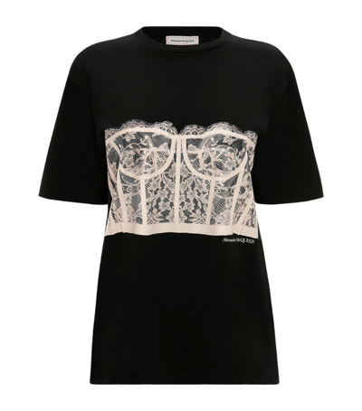 Shop Alexander Mcqueen Corset-detail T-shirt In Neutral