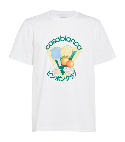 Shop Casablanca Cotton Ping Ping Orange T-shirt In White