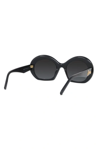 Shop Loewe 54mm Round Sunglasses In Shiny Black / Gradient Smoke