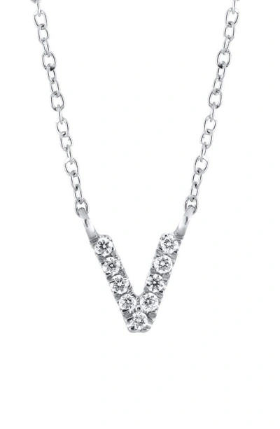 Shop Bony Levy Icon Diamond Initial Pendant Necklace In 18k White Gold - V