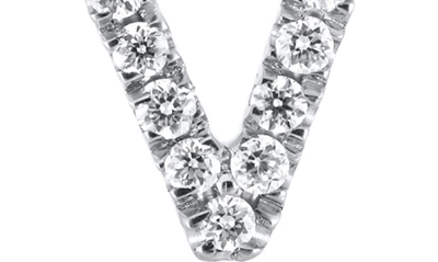 Shop Bony Levy Icon Diamond Initial Pendant Necklace In 18k White Gold - V