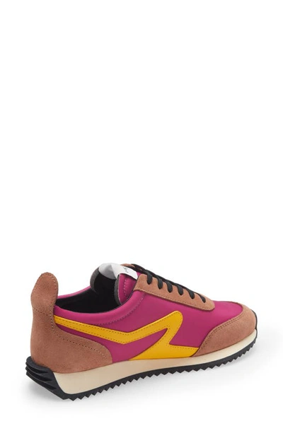 Rag & Bone Retro Suede & Mesh Runners In Fuchsia