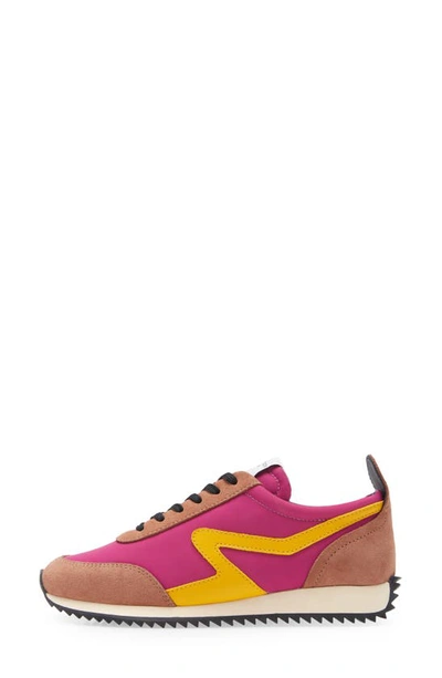 Rag & Bone Retro Suede & Mesh Runners In Fuchsia