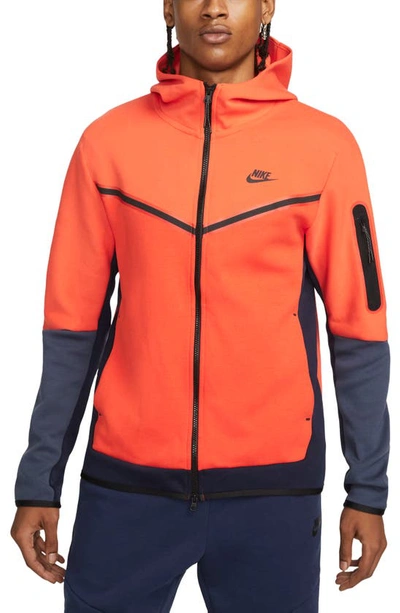 Shop Nike Sportswear Tech Fleece Zip Hoodie In Orange/ Team Orange/ Black