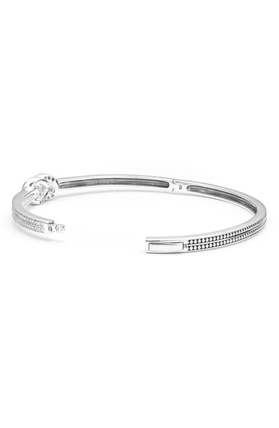 Lagos 18k Yellow Gold & Sterling Silver Newport Diamond Knot Hinged Bangle Bracelet In Diamond