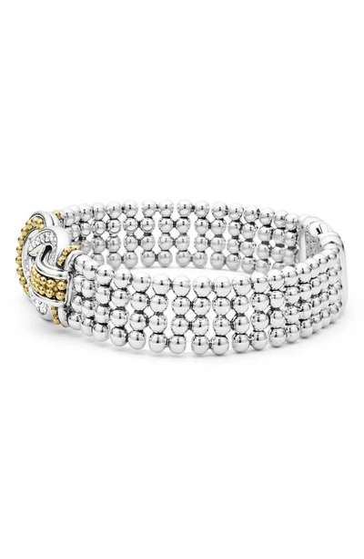 Lagos Newport Flat Beaded Bracelet In Diamond