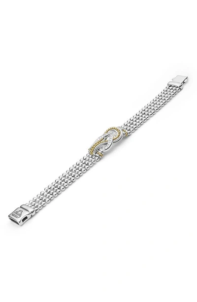 Lagos Newport Flat Beaded Bracelet In Diamond