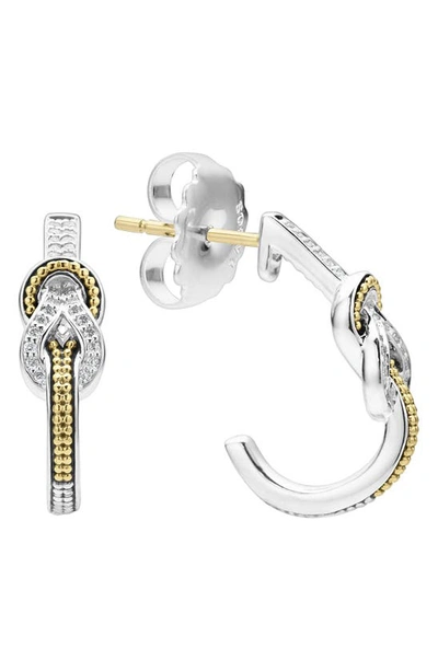 Shop Lagos Newport Hoop Earrings In Diamond