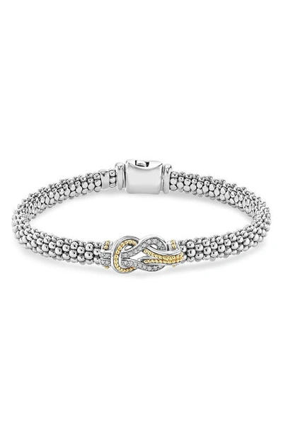 Lagos 18k Gold And Sterling Silver Newport Knot Bracelet With Diamonds In Diamond