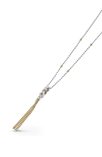 Shop Lagos Newport Tassel Pendant Necklace In Diamond