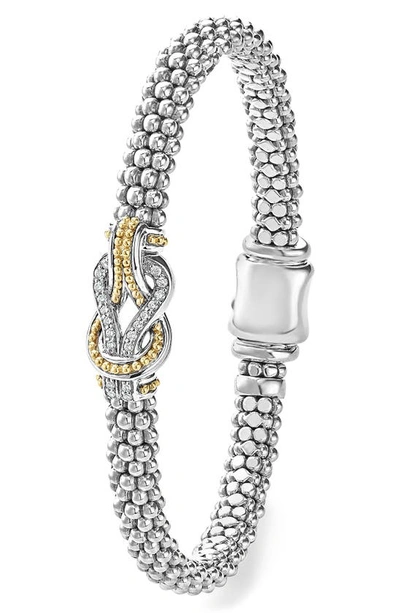 Lagos 18k Gold And Sterling Silver Newport Knot Bracelet With Diamonds In Diamond