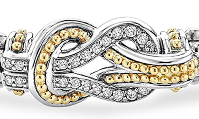 Lagos 18k Gold And Sterling Silver Newport Knot Bracelet With Diamonds In Diamond