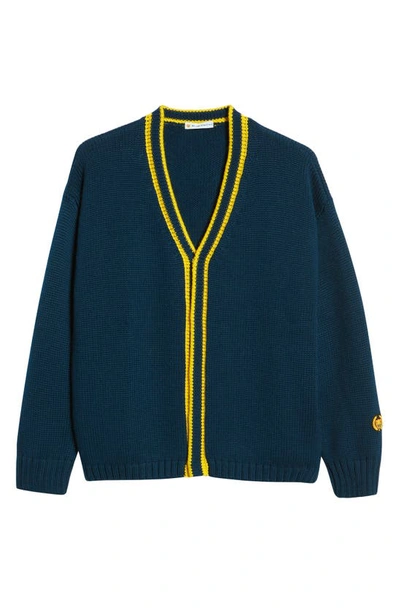 Shop Bel-air Athletics Academy Crest Cardigan In Bel-air Blue With Gold Trim