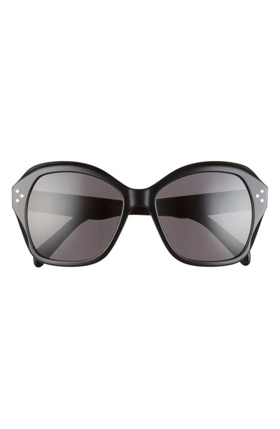 Shop Celine 54mm Cat Eye Sunglasses In Shiny Black / Smoke