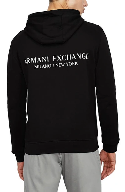 Armani Exchange Milano New York Graphic Cotton Hoodie In Black | ModeSens