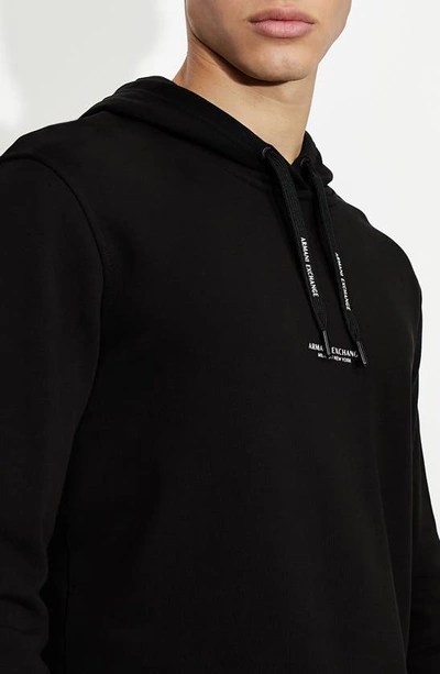 Shop Armani Exchange Milano New York Graphic Cotton Hoodie In Solid Black