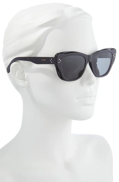 Shop Celine 54mm Cat Eye Sunglasses In Shiny Black / Smoke