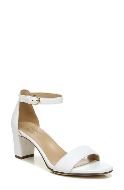 Naturalizer Vera Womens Buckle Ankle Strap Heel Sandals In White Leather