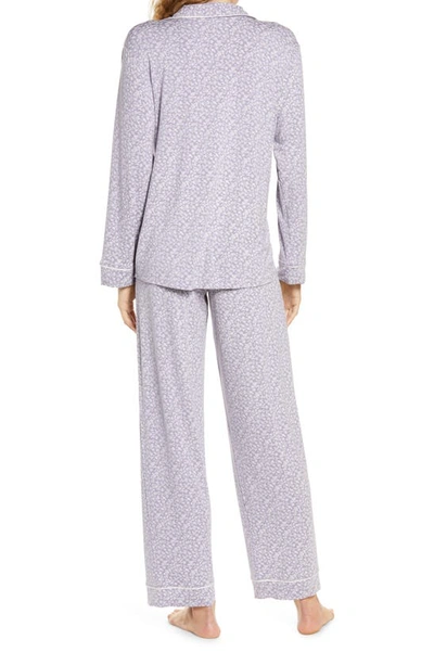 Shop Eberjey 'sleep Chic' Knit Pajamas In Garden-delphinium/ Ivory