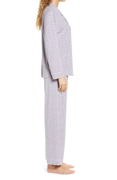 Shop Eberjey 'sleep Chic' Knit Pajamas In Garden-delphinium/ Ivory