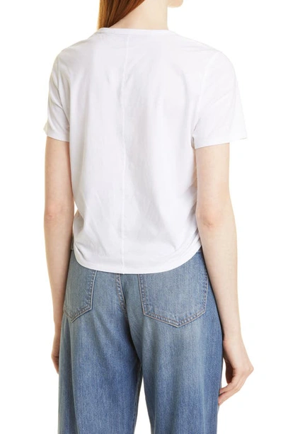 Shop Veronica Beard Tazi Side Ruched Cotton T-shirt In White