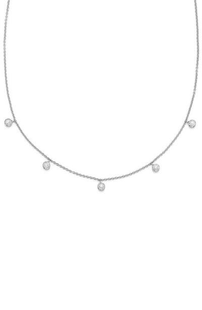 Monica Vinader Fiji Tiny Button Diamond Slider Necklace In Silver