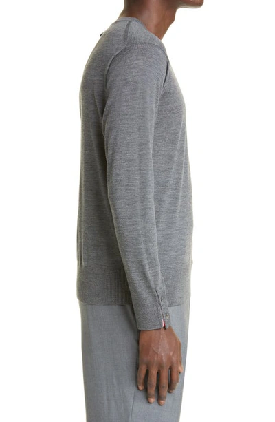 Thom Browne L Crewneck Sweater With 4 Bar Inlay In Med Grey