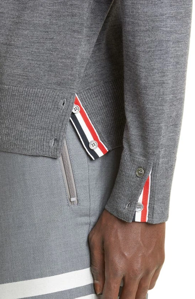 Thom Browne L Crewneck Sweater With 4 Bar Inlay In Med Grey