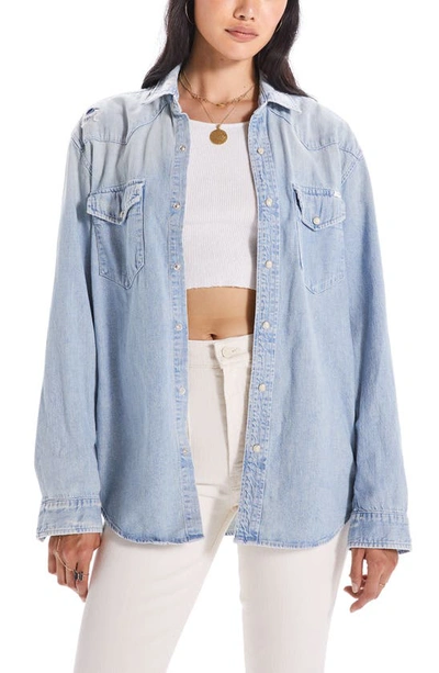Shop Mother The Western Cotton Denim Overshirt In Your Brain On Music
