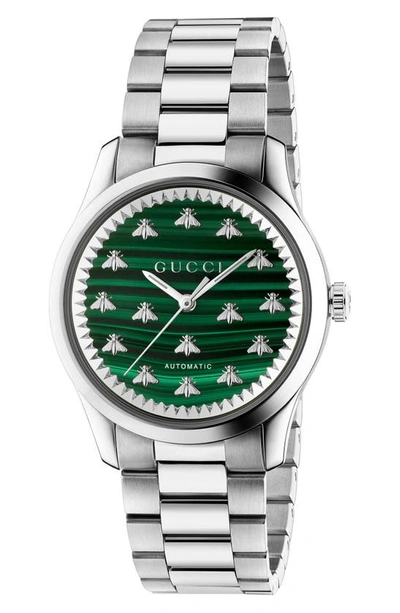 Shop Gucci Bee Automatic Bracelet Watch, 38mm In Silver