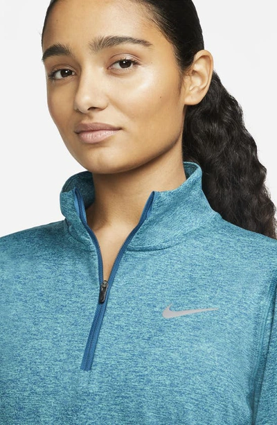 Shop Nike Element Half Zip Pullover In Marina/ Washed Teal/ Heather