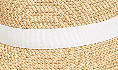 Shop Eric Javits Sun Crest Packable Hybrid Straw Fedora Visor In Peanut/ White