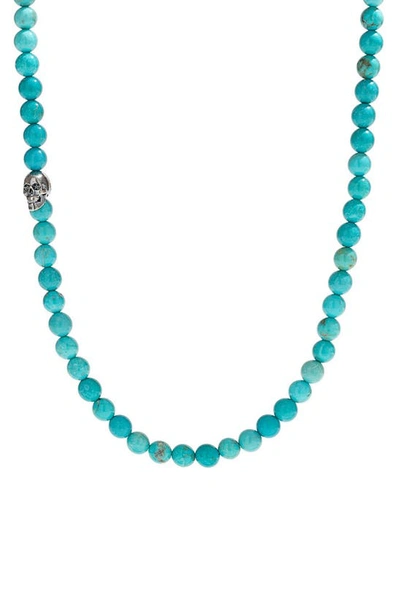 Degs & Sal Men's Onyx Beaded Statement Necklace (also In Manufactured Turquoise) In Turquoise