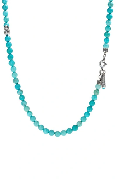 Degs & Sal Men's Onyx Beaded Statement Necklace (also In Manufactured Turquoise) In Turquoise